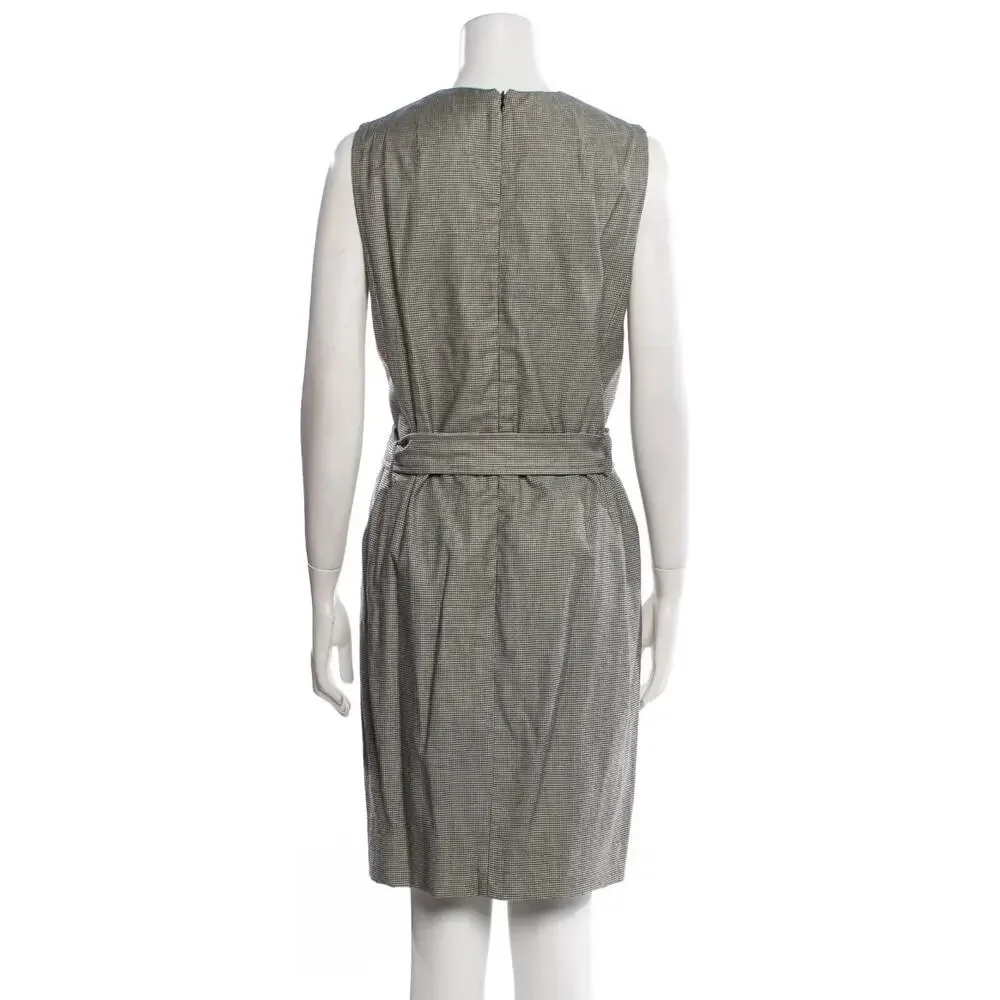 AKRIS PUNTO Women's Belted Prince of Wales Dress Size 6 Gray Houndstooth Plaid